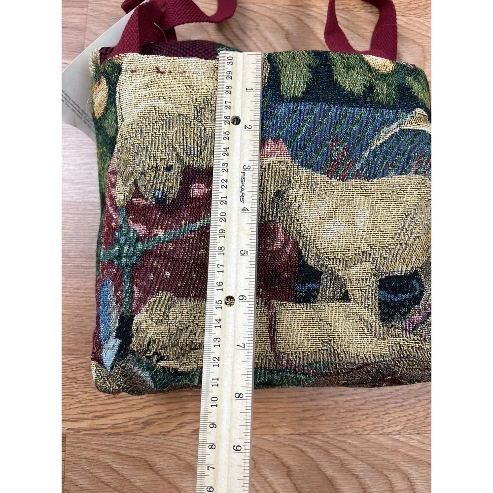 Vintage Mia Lane Labrador Christmas Puppies Tapestry Throw Blanket & Bag NEW‎